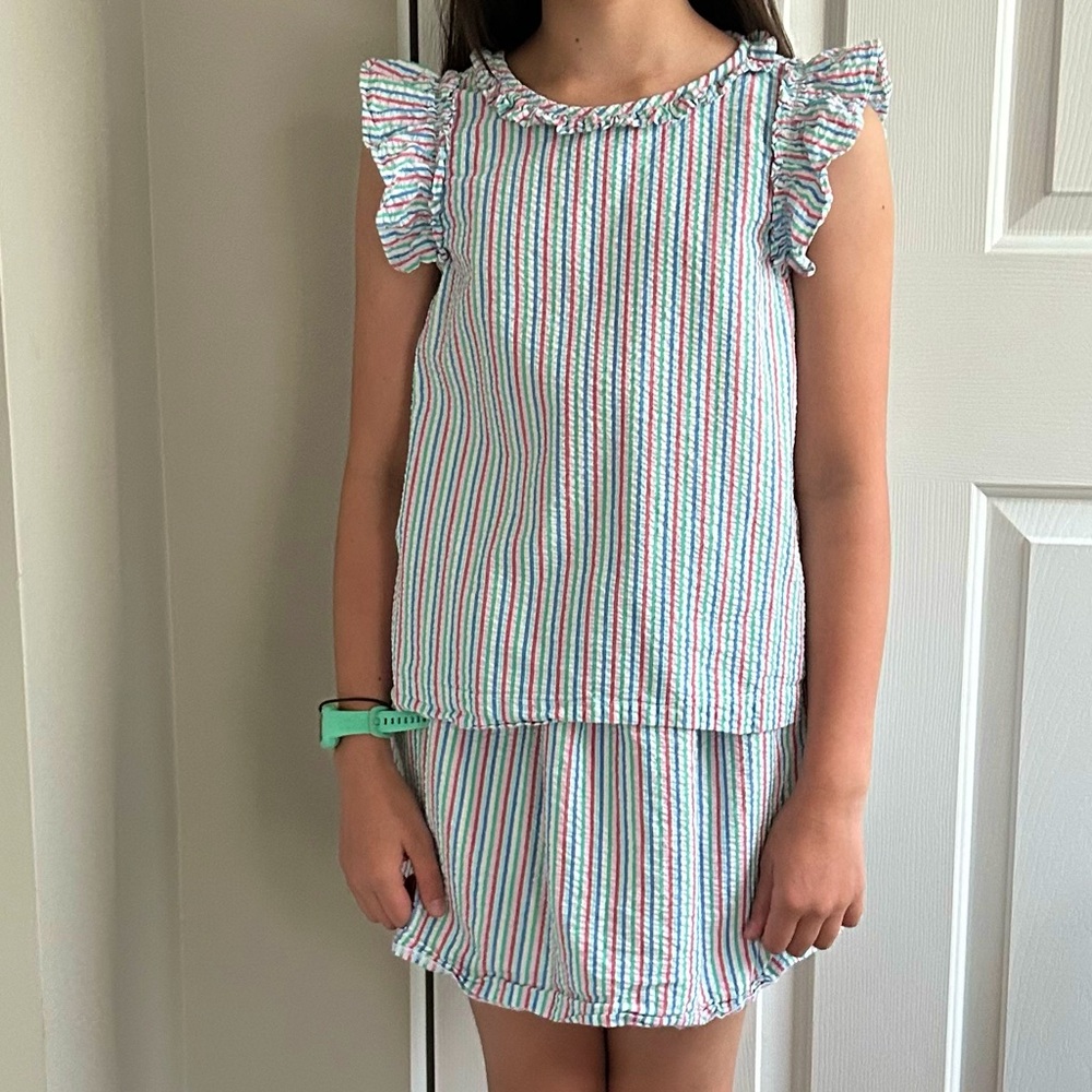 Crewcuts Girls Striped Ruffle Skirt & Tank Set J.Crew in size 10